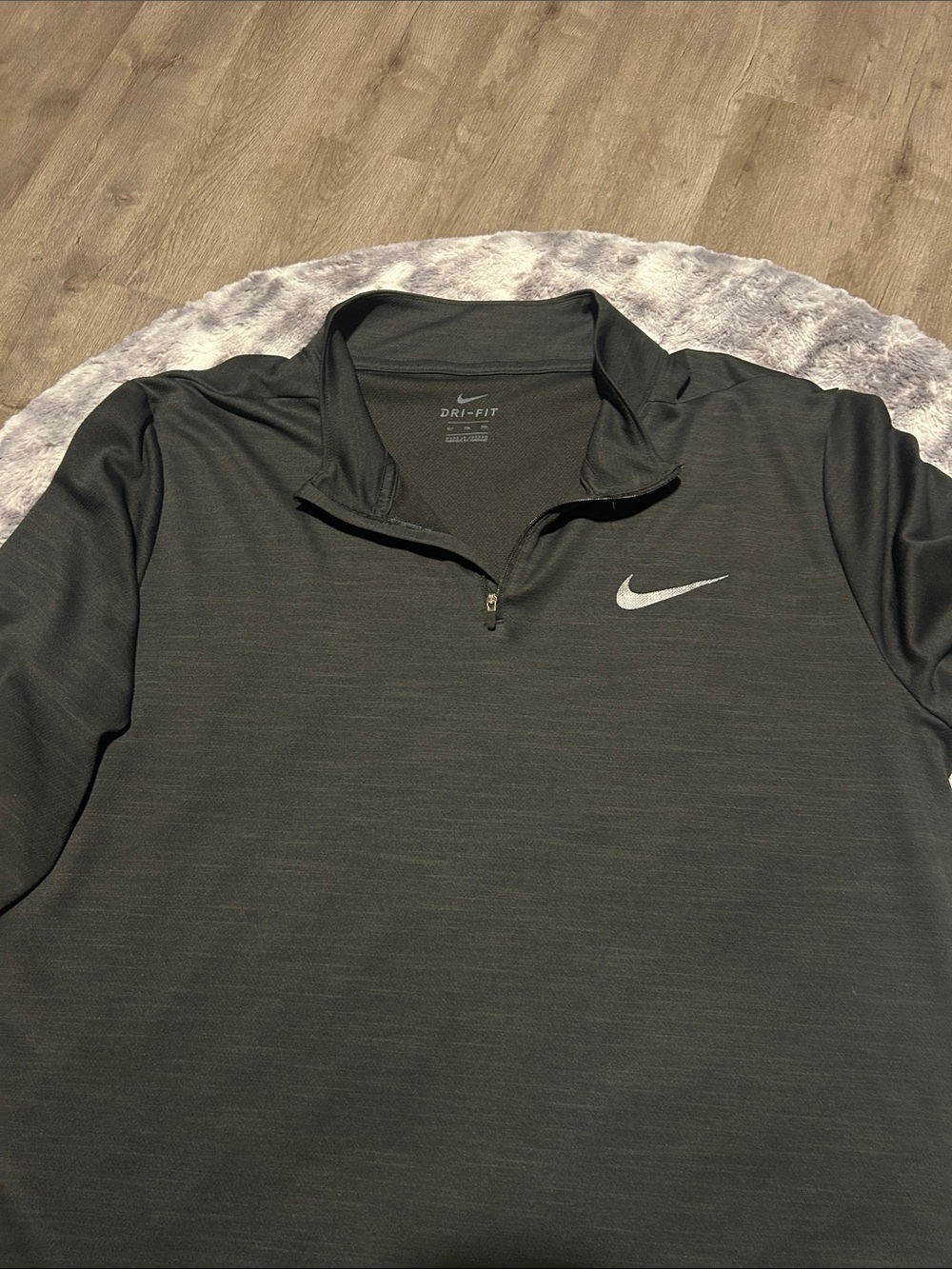 Nike Black Quarter-Zip Pullover with Silver Swoosh men’s XLT